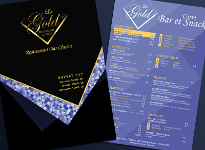 Menu pour le Bar-restaurant LE Gold design illustrator menu menu card pao