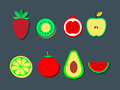 Flat Fruit Icons