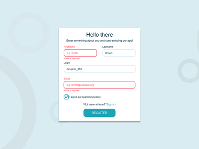 DailyUi challenge 1 dailyui register ui