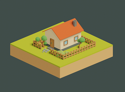 The cottage 3d blender blender 3d diorama garden house illustraion isometric low poly lowpoly lowpolyart render