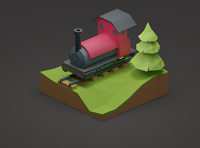 Old railway... 3d blender cycles diorama lowpoly render steam tech technical train traveling