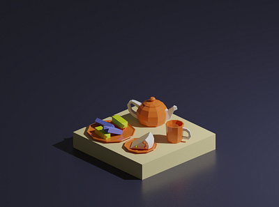 The tea ☕️ 3d blender cycles diorama illustration lowpoly render