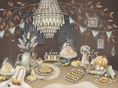 Make my Cake autumn caffe cake character illustration love magic sweet wonder