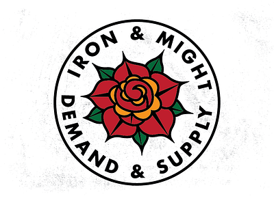 Iron & Might badge branding demand iron logo logo design might rose supply