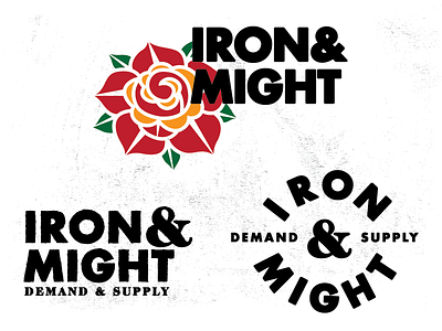 Iron & Might - Unused Alternate Options alternates badge branding demand iron logo logo design might rose supply unused