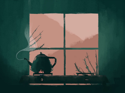 Steaming Kettle 2danimation background concept digital digital art digital illustration illustration kettle mountain painting photoshop steam storytelling