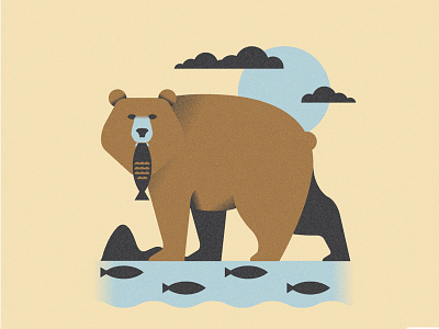 Bear a fish by a bear (PSE ‘21) animals editorial grain graphic design illustration