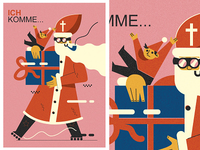 Ich komme ... postcard (PSE '21) character design editorial grain graphic design illustration