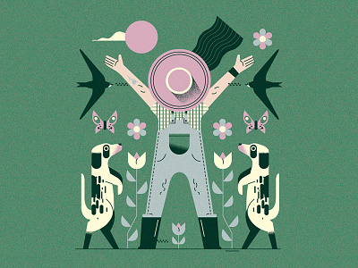 Garden again - symmetry (PSE '21) animals character editorial grain graphic design illustration