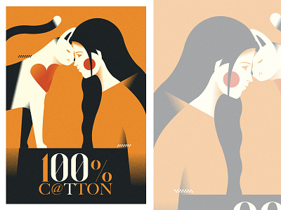 100 % C@TTON - A1 poster (Personal '21) animals branding character editorial grain graphic design illustration