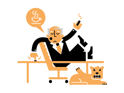 Coffee time ! businessman cigar illustration spot tiger