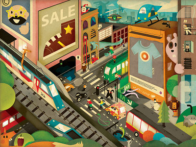 Busy city illo for children book (WSiP '12)