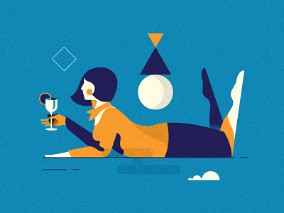 Woman with wine glass, laying (per. '17)
