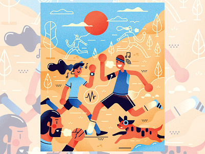 Everyday runner* | WIP | (RM ‘19) editorial grain illo illustration illustrator magazine retro running sport vector