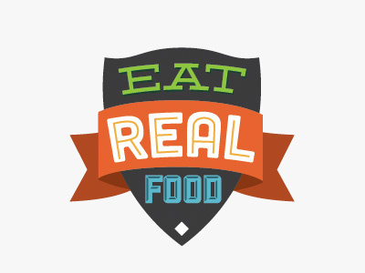 Eatrealfoodshield food food truck shield tagline type