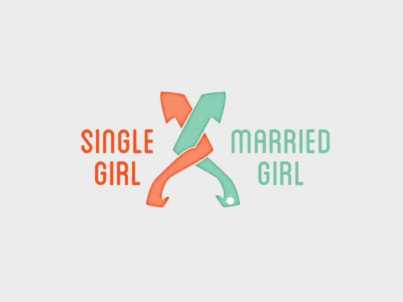 Single Girl Married Girl Logo 2 music logo arms coral aqua diamond texture