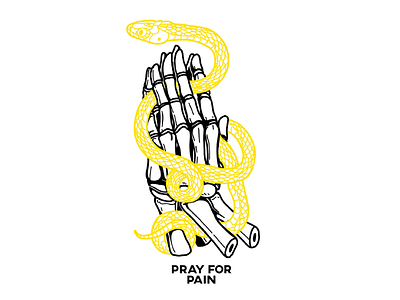 Pray for pain bones snake illustration