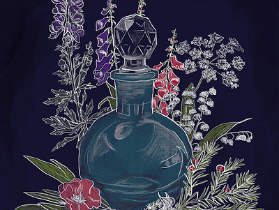 Haunted Potion botanical illustration potion