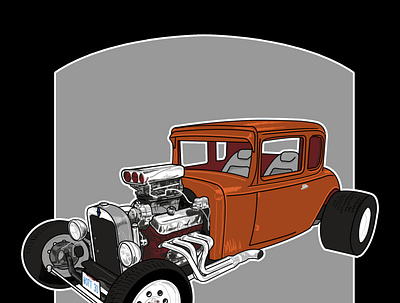 Orange Hot Rod 2021 classic car design hot rod car illustration