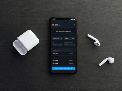 Binance Trust Wallet binance blue clean cryptocurrency dark app dark mode dark theme design e wallet minimal mobile app mobile app design mobile ui simple ui ux wallet