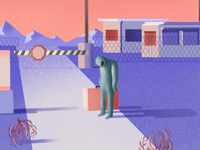 Area 51 Bus Station alien area 51 clean illustration illustrations illustrator lost minimal pink purple simple vector