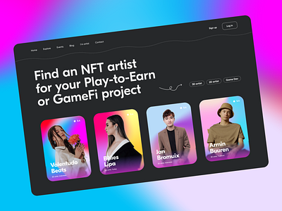 Platform find NFT Artist  Design Concept