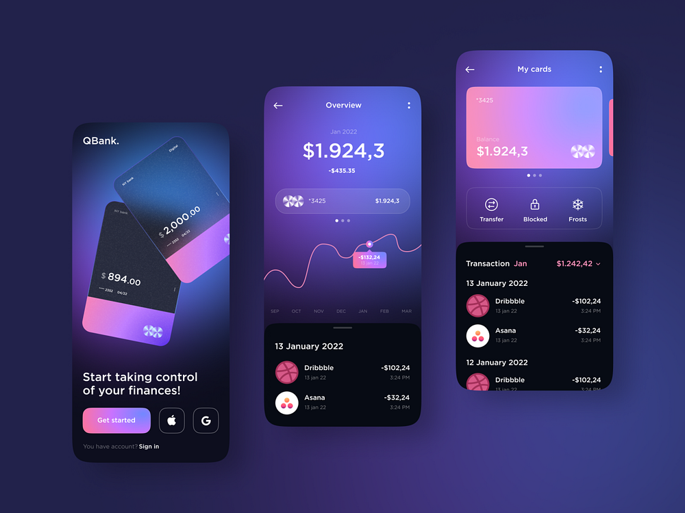 Bank app UI design concept by Kris Anfalova on Dribbble