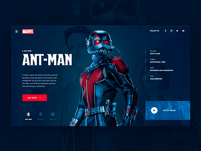 Ant-Man Daily UI ant man cinema home landing marvel superhero trend ui web website