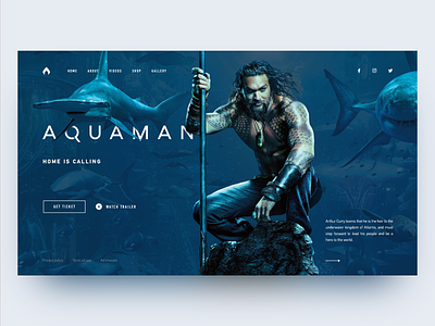 Aquaman Redesign Concept aqua daily dc design homepage landing page logo main page marvel ui web website
