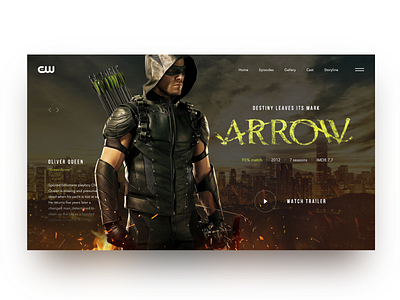 The CW Arrow TV Show Promo Page arrow creativity daily design homepage landing landing page main page the cw tv show ui web webdesign website