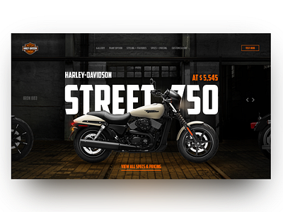 Harley Davidson Street 750 Home Page Concept clean concept creativity daily design homepage illustration landing landing page main page ui web webdesign website