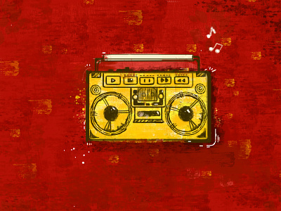 Radio illustration design illustration music radio red retro song yellow