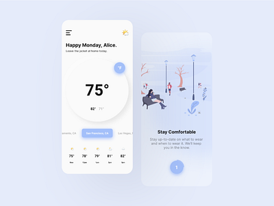 Weather App Concept minimal mobile neumorphism ui weather