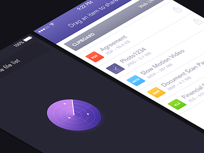 Instashare for iOS 7 files instashare list purple radar