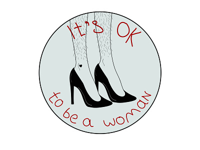 hairy legs. appearance beauty body body positive care circle concept female feminism hairy heels illustration rights sticker woman