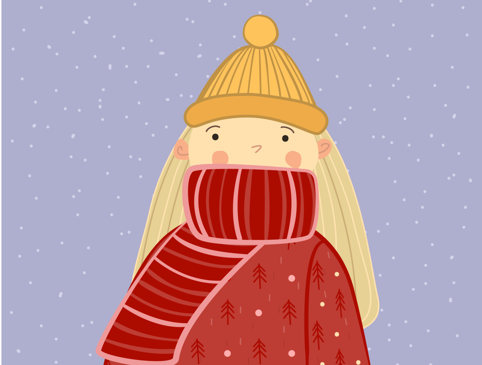 HELLO WINTER background beauty blue cap christmas female girl illustration new year red scarf ugly christmas sweater ugly sweater woman yellow cap