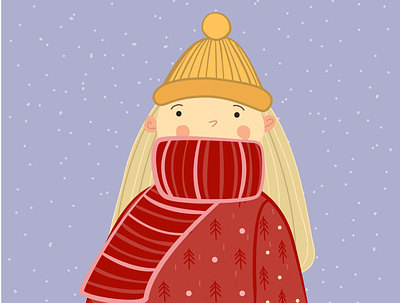 HELLO WINTER background beauty blue cap christmas female girl illustration new year red scarf ugly christmas sweater ugly sweater woman yellow cap