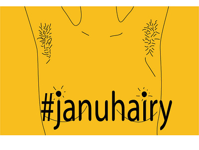 Januhairy body body hair bodypositive female feminism girl hair hairy hairy armpits hairy nipples illustration january januhairy nipples woman yellow