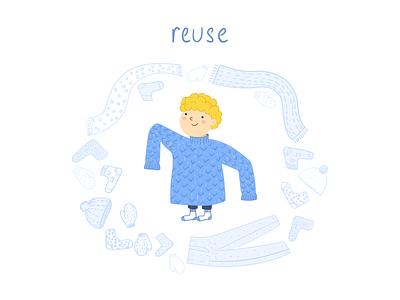 Reuse. background beauty blue blue sweater boy child christmas sweater circle clothes cute cute kid design eco ecology illustration kid one person reuce sweater things