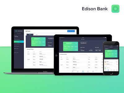 Edison Bank - Fully Responsive accounts balance bank debit finance financial ios ipad money statements transactions transfer