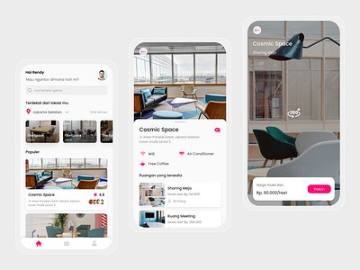 Co-working space UI Design coworking space design mobile ui mobileui ui ui design uiuxdesign ux