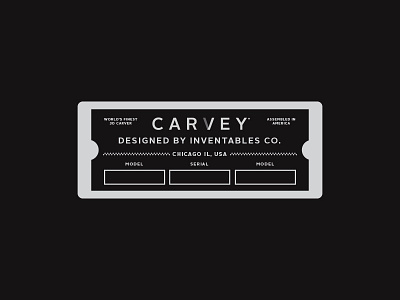 Carvey Nameplate badge carvey industrial design logo mark metal plates product design simple