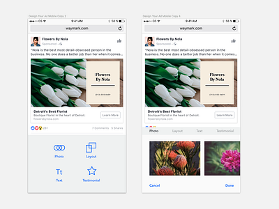 Simple UI Concept for editing Facebook Ads