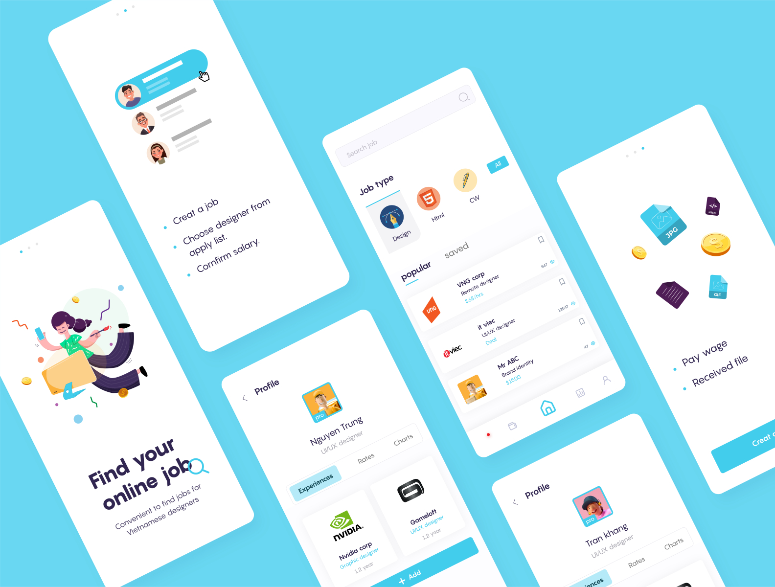 Find Online job app & illustrations by Trung Nguyen on Dribbble