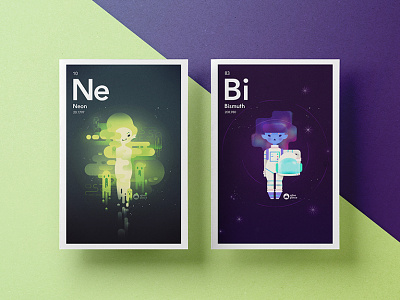 Element Gijinka - Bismuth & Neon bismuth gijinka illustration neon periodic table of elements science