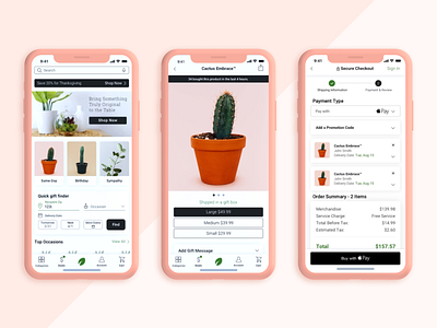 Plants.Com App UI/UX Design app design apple pay branding checkout e commerce interface ios ios native app millennials native app plant app plants ui ui ux ui desgin uidesign user experience user flow user interface ux