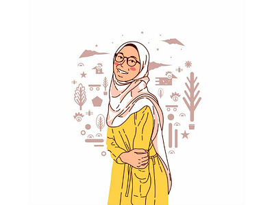 Hijab Smile :) character design digital art digital design flat design hijab vector illustration illustrator simple art vector women