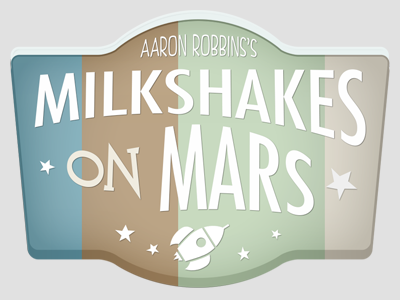 Milkshakes on Mars Logo Concept badge kids rocket stars