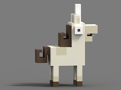 Unihorse from Crossy Road hipster whale magicavoxel voxel art