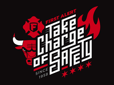 Chicago Bulls Safety Partnership branding chicago chicago bulls fire first alert graphic design lettering partnership safety